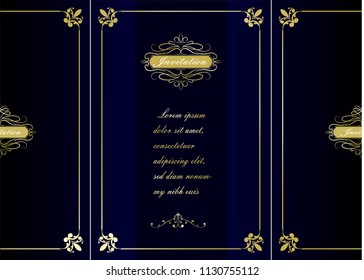 decorative golden frame in vintage style with beautiful filigree and retro border for premium invitation or wedding card on ancient background, ornament vector