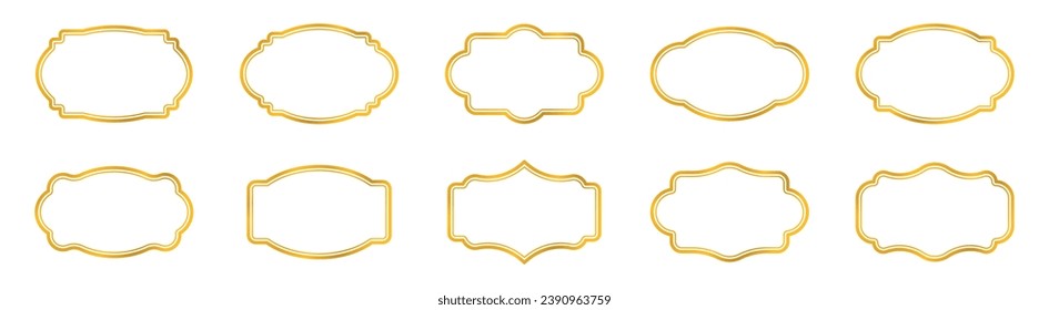 Decorative golden frames. Vintage frames collection. Decorative border frames set.