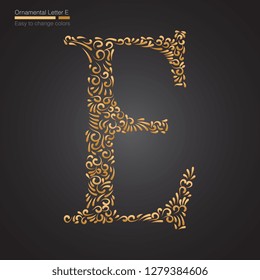 Decorative Golden Letter E