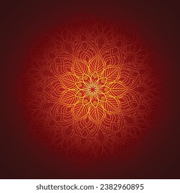 Decorative golden mandala on red background