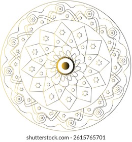 Decorative golden mandala on white background
