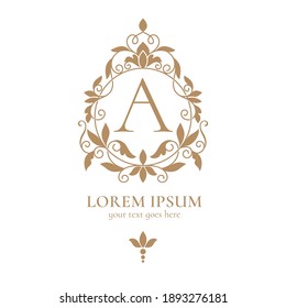 Decorative golden monogram with vector ornament. Elegant, classic elements. Can be used for jewelry, beauty and fashion industry. Great for logo, emblem, background or any desired idea.