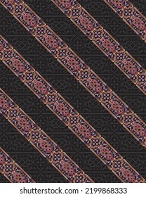 Decorative golden motif pattern with diagonal islamic design