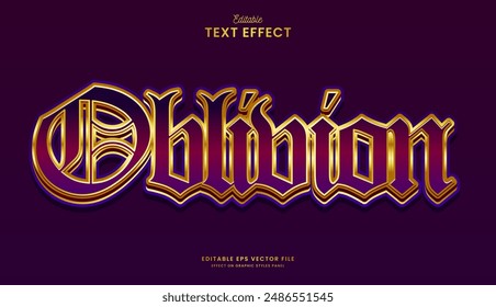 decorative golden oblivion editable text effect vector design