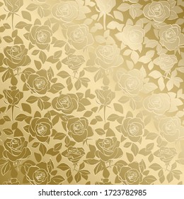 decorative golden pattern with roses and gradient - vector floral background