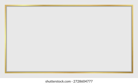 Resalte y subrayado del borde realista dorado decorativo. marco de rectángulo lujoso brillante dorado. marco de oro rectangular sobre fondo gris. Ilustración vectorial