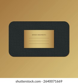 Decorative Golden Rectangular Delivery Card with Dark Pattern Background