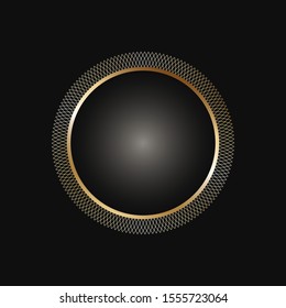 Decorative golden round frame on black background. Luxury mandala in ethnic style. Oriental circular golden vintage illustration. Arabic, Islamic, moroccan, asian, indian native african motif.