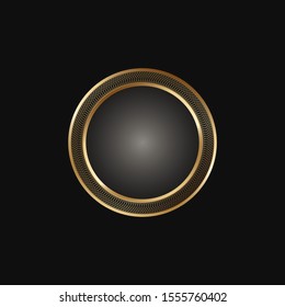 Decorative golden round frame on black background. Luxury mandala in ethnic style. Oriental circular golden vintage illustration. Arabic, Islamic, moroccan, asian, indian native african motif.