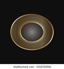 Decorative golden round frame on black background. Luxury mandala in ethnic style. Oriental circular vintage illustration. Arabic, Islamic, moroccan, asian, indian native african motif.