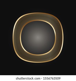 Decorative golden round frame on black background. Luxury mandala in ethnic style. Oriental circular vintage illustration. Arabic, Islamic, moroccan, asian, indian native african motif.
