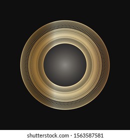 Decorative golden round frame on black background. Luxury mandala in ethnic style. Oriental circular vintage illustration. Arabic, Islamic, moroccan, asian, indian native african motif.