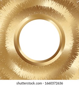 Decorative golden round frame on white background. Luxury mandala in ethnic style. Oriental circular vintage illustration. 