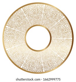 Marco redondo dorado sobre fondo blanco. Mandala de lujo de estilo étnico. Ilustración de época circular oriental. Diseño de plantillas árabes, islámicas, marroquíes, asiáticas, indígenas nativos africanos.