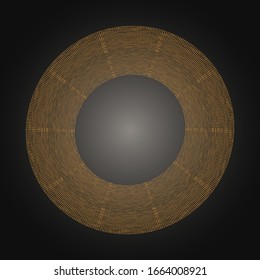 Decorative golden round frame on black background. Luxury mandala in ethnic style. Oriental circular vintage illustration. Arabic, Islamic, moroccan, asian, indian native african motif.