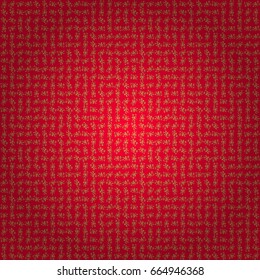 Decorative golden seamless pattern on a red background. Traditional floral decor. Vector ornate elements for design. Ornamental pattern for invitations, greeting cards, wrapping.
