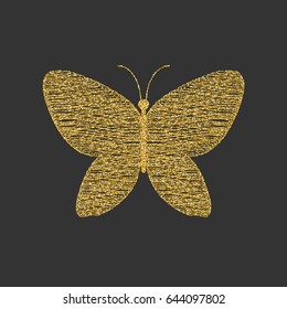 Decorative Golden shaded butterfly. Item for logo. Vector illustration.