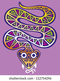 Decorative golden snake. vector