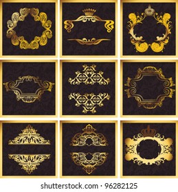 Cuadros Ornatos De Vector Dorado Decorativo