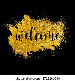 Decorative golden welcome text. vector