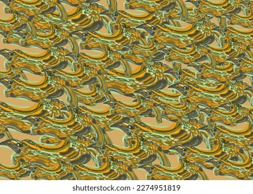 Decorative golden-colored background with bird elements for textiles or fabrics. Wave-like rhythmic pattern of birds for prints and posters, backgrounds and textures, holidays and events, interiors