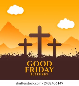 decorative good friday blessing card for spiritual belief vector