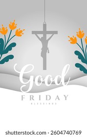 decorative good friday blessing poster with flower design vector