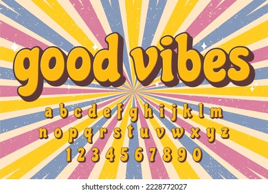 decorative good vibes Font and Alphabet vector