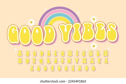decorative good vibes Font and Alphabet vector