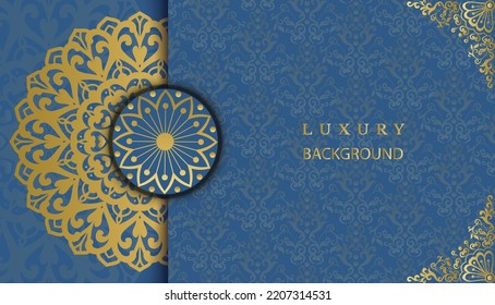 Decorative gorgeous beautiful greeting card. Gold vintage mandala background design. Design for invitation, wedding card, Diwali, decoration. India, Indian, Arabic, Damask, Asian, Turkish