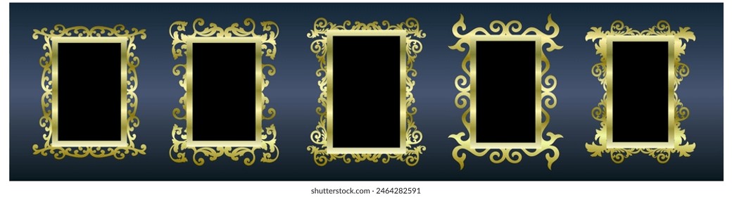 Decorative gothic border frames, Vintage ornament frame. retro style. Elegant vintage frame and goth ornaments Isolated icons vector set. Calligraphic filigree black ink borders collection