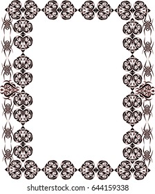 Decorative Gothic Frame with spiders and abstract hearts  - Vintage Vector Frame