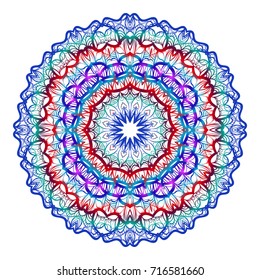Decorative gradient coloring mandala vector illustration. Anti-stress therapy pattern.