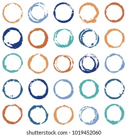 Decorative graffiti seamless pattern. Hand painted ink frames set, vintage vector watercolor paint borders. Grunge paint brush strokes collection, retro design elements, ring shape logo borders.
