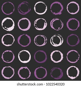 Decorative graffiti seamless pattern. Hand painted ink frames set, vintage vector watercolor paint borders. Grunge paint brush strokes collection, retro design elements, ring shape logo borders.