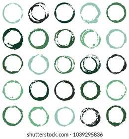 Decorative graffiti seamless pattern. Hand painted ink frames set, vintage vector watercolor paint borders. Grunge paint brush strokes collection, retro design elements, ring shape logo borders.
