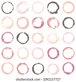 Decorative graffiti seamless pattern. Hand painted ink frames set, vintage vector watercolor paint borders. Grunge paint brush strokes collection, retro design elements, ring shape logo borders.