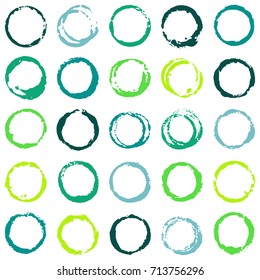 Decorative graffiti seamless pattern. Hand painted ink frames set, vintage vector watercolor paint borders. Grunge paint brush strokes collection, retro design elements, ring shape logo borders.