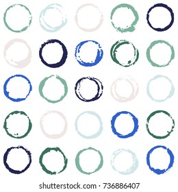 Decorative graffiti seamless pattern. Hand painted ink frames set, vintage vector watercolor paint borders. Grunge paint brush strokes collection, retro design elements, ring shape logo borders.