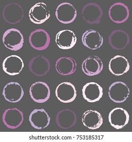 Decorative graffiti seamless pattern. Hand painted ink frames set, vintage vector watercolor paint borders. Grunge paint brush strokes collection, retro design elements, ring shape logo borders.