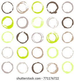 Decorative graffiti seamless pattern. Hand painted ink frames set, vintage vector watercolor paint borders. Grunge paint brush strokes collection, retro design elements, ring shape logo borders.