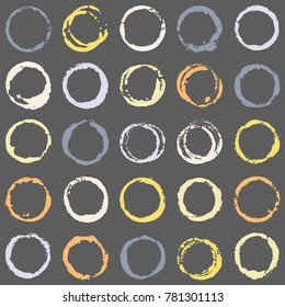 Decorative graffiti seamless pattern. Hand painted ink frames set, vintage vector watercolor paint borders. Grunge paint brush strokes collection, retro design elements, ring shape logo borders.