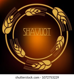 Decorative grain ears to create design compositions. The Jewish holiday of Shavuot. Symbols of the harvest and agriculture. Golden ears of wheat will decorate your product.