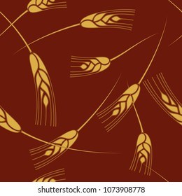 Decorative grain ears to create design compositions. The Jewish holiday of Shavuot. Symbols of the harvest and agriculture. Golden ears of wheat will decorate your product.