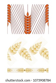 Decorative grain ears to create design compositions. The Jewish holiday of Shavuot. Symbols of the harvest and agriculture. Golden ears of wheat will decorate your product.