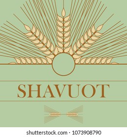 Decorative grain ears to create design compositions. The Jewish holiday of Shavuot. Symbols of the harvest and agriculture. Golden ears of wheat will decorate your product.