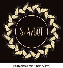 Decorative grain ears to create design compositions. The Jewish holiday of Shavuot. Symbols of the harvest and agriculture. Golden ears of wheat will decorate your product.