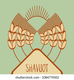 Decorative grain ears to create design compositions. The Jewish holiday of Shavuot. Symbols of the harvest and agriculture. Golden ears of wheat will decorate your product.