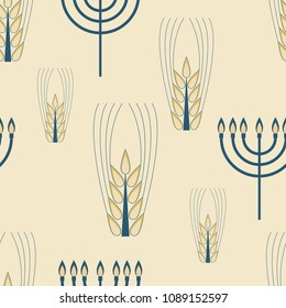 Decorative grain ears to create design compositions. The Jewish holiday of Shavuot. Symbols of the harvest and agriculture. Golden ears of wheat will decorate your product.