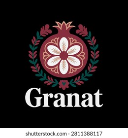 Decorative granat fruit crest design